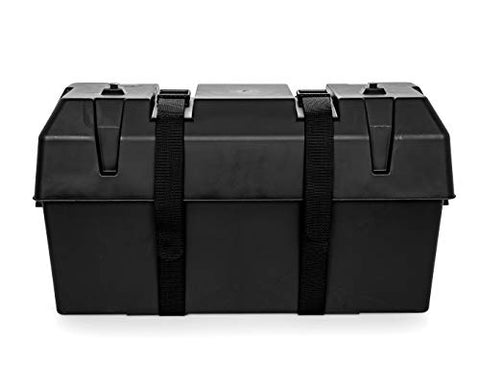 Camco Heavy-Duty Double Battery Box with Straps and Hardware| Safely Holds (2) 6V Group GC2 Batteries or (2) 12V Group 24:24M Batteries | Constructed of Durable, Anti-Corrosion Material (55375)