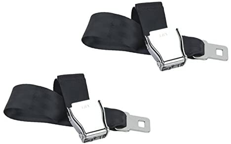 E4 Safety Certified Airplane Seatbelt Extensions (2-Pack) - FITS All Airlines (Except Southwest) - Free Velour Pouch