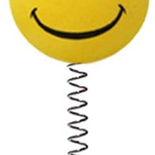 Tenna Tops Happy Smiley Face Car Antenna Topper/Antenna Ball/Rear View Mirror Dangler/Desktop Spring Stand Bobble (Lemony Yellow)