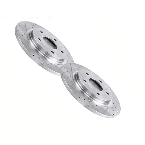 for Chrysler 08-12 Town & Country & Dodge 08-12 Grand Caravan 09-12 Journey & VW 09-13 w/Single Piston Front Caliper-2pcs Front Left Right Drilled Slotted Brake Rotor Disc 5 Lugs