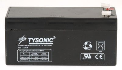 Tysonic LA-TY-12-3.4 Lead Acid Rechargeable Battery, 12 Nominal Voltage, 3.4 Amps, 5.3