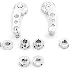 2Pcs Universal Car Window Handle Winder Riser Replacement Winder Crank Riser Window Handles Aluminum Alloy (Silver)