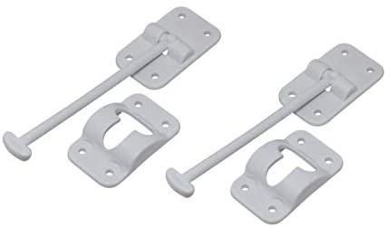 JSP Manufacturing White Plastic 6” T-Style Entry Door Catch Latch Holder for RV Camper Trailer Cargo Hatch Assembly Kit (2) (2)
