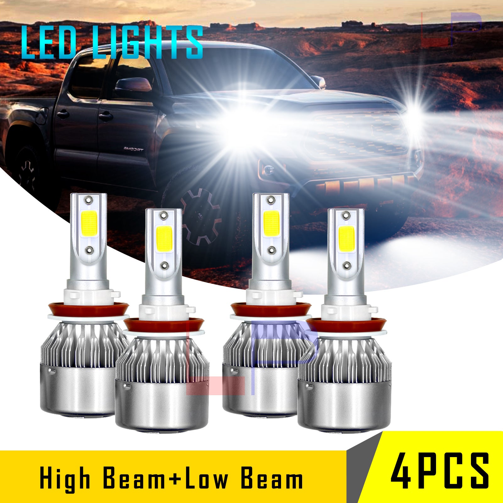 Combo LED Headlight Bulbs Fit for Toyota Tacoma 2016-2020 High Low Beam White