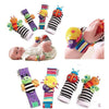 Coolmade Infant & Baby Puzzle Lovely Socks And Wrist Strap Toy Cartoon Animal Shaped Wrist Rattles Foot Socks Toys 4 pcs