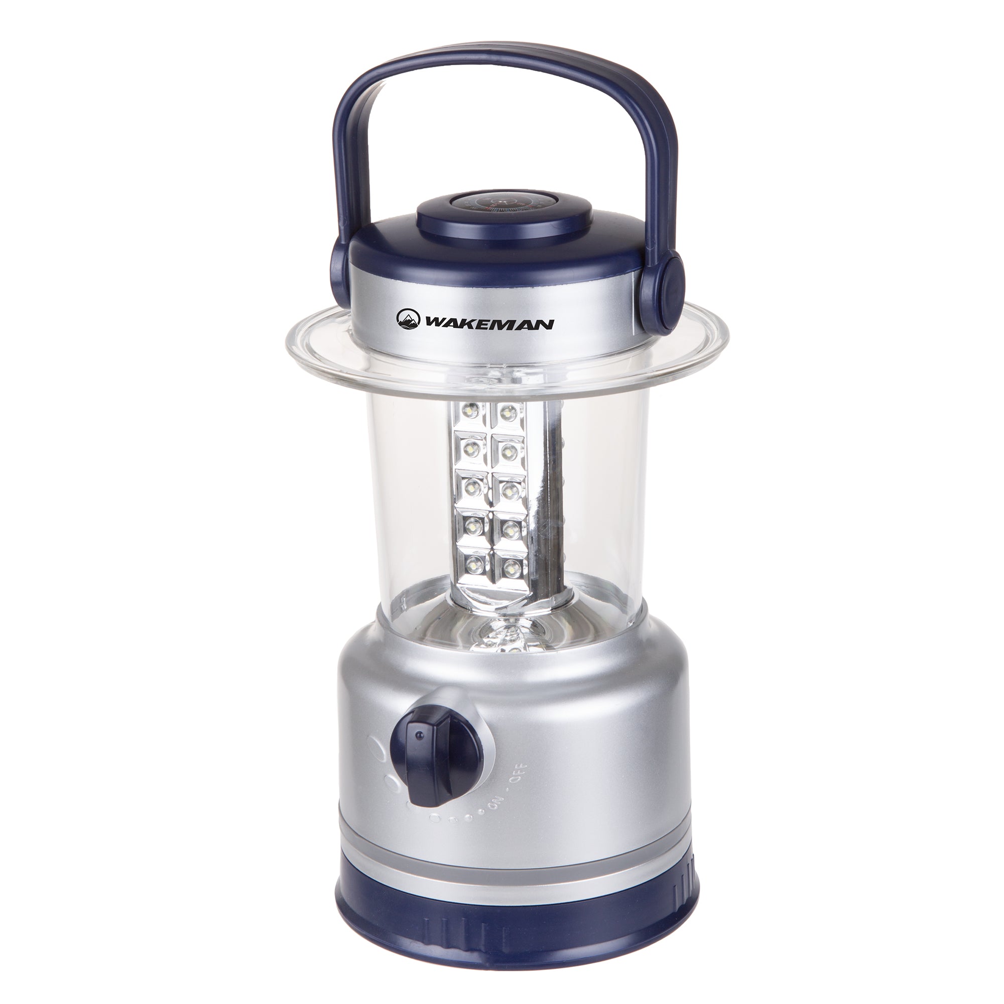 LED Lantern, Outdoor Camping Lantern Flashlight With Adjustable Brightness, Dimmer Switch And Built-In Compass By Wakeman Outdoors (Silver)