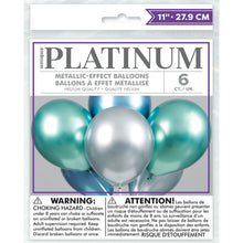 Latex Metallic Balloons, Blue, Green, & Silver, 11in, 6ct