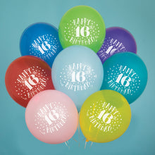 Latex Fun Happy 16th Birthday Balloons, Assorted, 12 in, 8ct