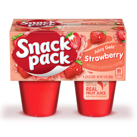 Snack Pack Strawberry Juicy Gels with Real Fruit Juice, 3.25 Oz, 4 Pack