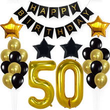 Gold 50th Birthday Decorations Kit – Large, Pack of 26 | Number 5 and 0 Party Balloons Supplies | Black Happy Birthday Banner | Perfect for 50 Years Old Décor