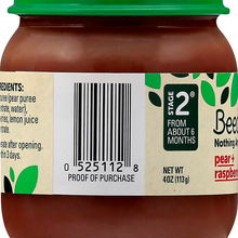 (10 Pack) Beech-Nut Stage 2, Pear & Raspberries Baby Food, 4 oz Jar