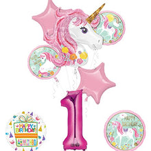 Unicorn Party Supplies "Believe In Unicorns" 1st Birthday Balloon Bouquet Decorations