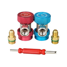 3pcs 1/4" Adjustable R134A Quick Couplers Adapters High Low AC Manifold Gauge Hose Conversion Kit with Remover