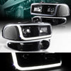 FIT GMC YUKON/SIERRA DENALI BLK DRL LED HEADLIGHTS+BUMPER W/CLEAR REFLECTOR LAMP