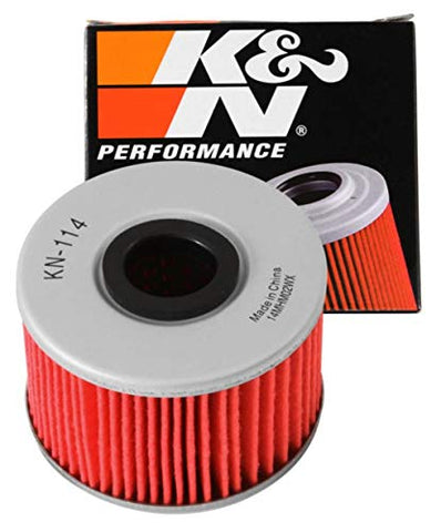 K&N Motorcycle Oil Filter: High Performance, Premium, Designed to be used with Synthetic or Conventional Oils: Fits Select Honda Vehicles, KN-114