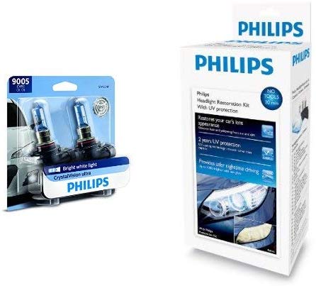 Philips Headlight Restoration Kit and 9005 CrystalVision Twin Pack