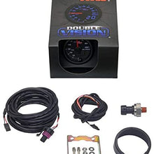 MaxTow Double Vision 100 PSI Oil Pressure Gauge Kit - Includes Electronic Sensor - Black Gauge Face - Blue LED Illuminated Dial - Analog & Digital Readouts - for Trucks - 2-1/16" 52mm