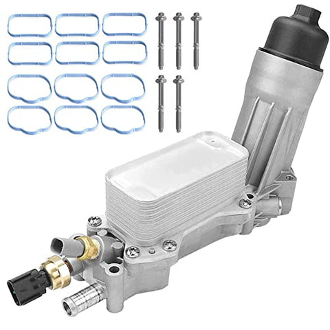 Upgraded Aluminum Housing Oil Filter Assembly with Gasket Sensor Kit 68105583AF, 68105583AE