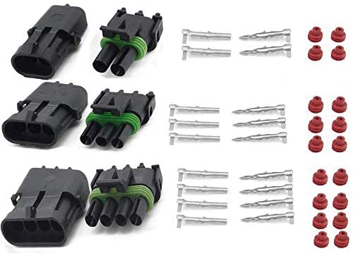 HIFROM 10 Kit (2+3+4 Pin Way) Waterproof Electrical Connector 1.5mm Series Terminals Heat Shrink Quick Locking Wire Harness Sockets 20-14 AWG