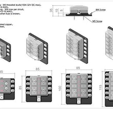 12V 24V 6-Way Car Truck Auto Blade Fuse Box Fuse Block Holder with Fuses for Car Marine Waterproof Cover Blade Fuse Holder