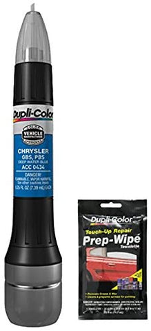 Dupli-Color ACC0434 Deep Water Blue Exact-Match Scratch Fix All-in-1 Touch-Up Paint for Chrysler Vehicles (PBS) Bundle with Prep Wipe Towelette (2 Items)