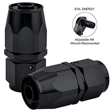 EVIL ENERGY 6AN Straight Swivel Hose End Fitting for Braided Fuel Line Aluminum Black 2PCS