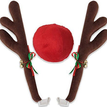 Motorup America Auto Reindeer Antler and Nose Kit for Cars for Vehicle Window and Grille - Christmas Holiday Decoration