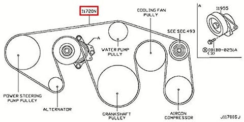 Infiniti Genuine Compressor Power Steering Alternator Fan Belt 11720-1LA0A QX80/QX56
