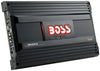 Boss D1800.5 Diablo 5-Channel Mosfet Bridgeable Power Amplifier Remote subwoofer level control; Line and speaker level input; Variable bass boost 0 to +18dB; Bridgeable and Tri-mode operation