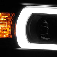 For U Neon Bar Style Black Smoked 2014-15 Chevy Silverado 1500 LED DRL Projector LH + RH Side Headlights