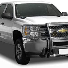 Black Horse Off Road 17A035700A2MSS-PLB Stainless Steel Grille Guard Kit with 7" Black LED Lights Compatible with 2007 2013 Chevrolet Silverado 1500