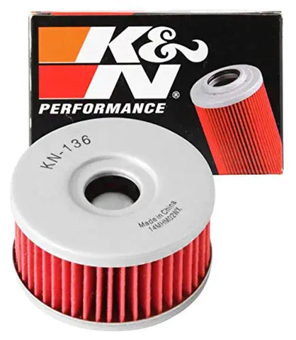 K&N Motorcycle Oil Filter: High Performance, Premium, Designed to be used with Synthetic or Conventional Oils: Fits Select Suzuki Vehicles, KN-136