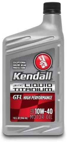 Kendall 527-7132 GT-1 High Performance SAE 10W-40 Motor Oil with Liquid Titanium - 1 Quart