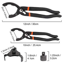 ZOENHOU 3PCS Universal Oil Filter Wrench Set,10-Inch 12-Inch Adjustable Oil Filter Pliers,3 Jaw Oil Filter Wrench Tool