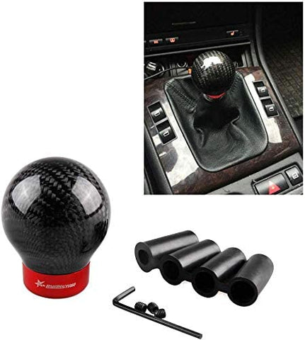 RYANSTAR Carbon Fiber Shift knob Round Ball Racing Gear Shift Shifter Knob Head Manual Car with 8mm/10mm/11mm Adapter