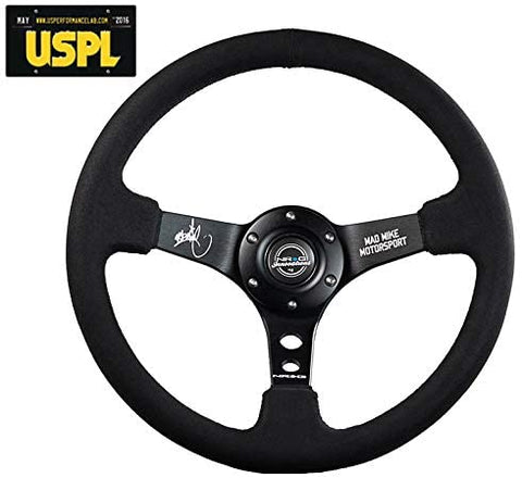 NRG Innovations Reinforced MAD MIKE Signature Alcantara Steering Wheel RST-020MB-MM + U.S. Performance Lab Air Freshener