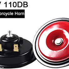 LIUWEI Horn 1Pc Universal Motorcycle Electric Horn Kit 12V 110dB Waterproof Round Loud Horn Speakers For Scooter Moped Dirt Bike Air Horns (Color : Red)