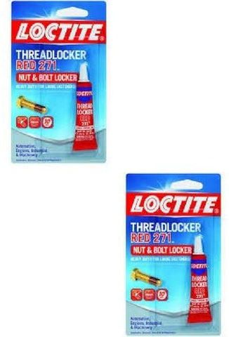 Henkel Loctite Heavy Duty Threadlocker, 0.2 oz Red 271 (2 Pack)
