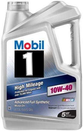 Mobil 1 10W-40 High Mileage Full Synthetic Motor Oil, 5 qt.