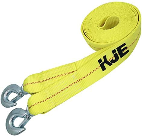 Polyester Tow Strap with Hooks 2”x20’ Car Vehicle Heavy Duty Recovery Rope 10,000 lbs Capacity Tow Rope for Car Truck Jeep ATV SUV KJE