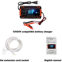 Enhanced Edition Car Battery Charger 12V/8A 24V/4A Compatible Automotive Smart Portable Battery Charger Maintainer/Pulse Repair Charger Pack for Car, Motorcycle, Lawn Mower and More