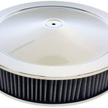 GM 14" CHROME STEEL AIR CLEANER SET - OFF-SET BASE W/WASHABLE FILTER