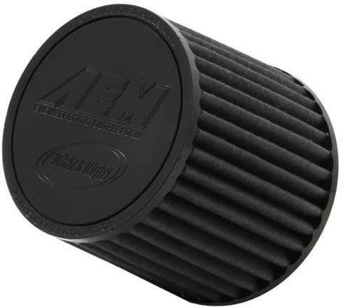 AEM 21-202BF Universal DryFlow Clamp-On Air Filter: Round Tapered; 2.75 in (70 mm) Flange ID; 5.25 in (133 mm) Height; 6 in (152 mm) Base; 5.125 in (130 mm) Top