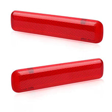 HERCOO Rear Door Trim Panel Red Left & Right Reflector Light Cover Compatible with 2003-2007 GMC Sierra 15183155 15183156 74367 74368, Pack of 2