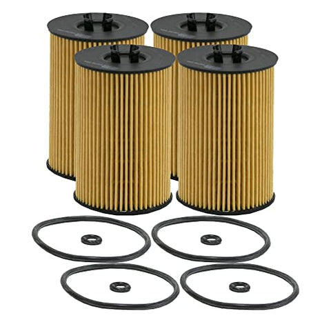 Wix Set of 4 Engine Motor Oil Filters For Audi Volkswagen A3 Beetle Golf SportWagen Jetta Passat TDI Premium Plus Prestige S SE SEL 2.0L L4 DOHC 16 Valve Turbocharged DIESEL FI DI FWD