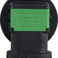 Philips H11 Vision Upgrade Headlight Bulb with up to 30% More Vision, 2 Pack,12362PRB2