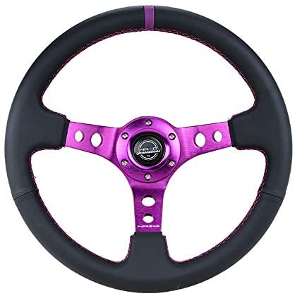 NRG Innovations Reinforced Leather Steering Wheel RST-006PP + U.S. Performance Lab Air Freshener