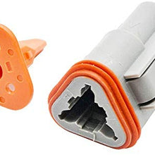 VonSom 3 Pin Way Plug Connector 14-20 AWG 13 Amps Wedge Lock Male Female IP67 Waterproof Electrical Wire Cable Receptacle Lock Connector Plug Socket for Motorcycle Scooter Car Truck Boats, 5 Sets