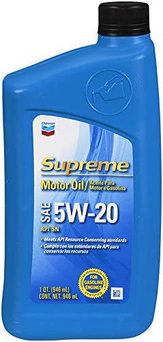 Chevron 6325-CASE SAE 5W-20 Supreme Motor Oil - 1 Quart Bottle, (Pack of 12)