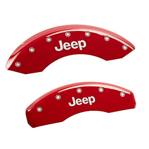 MGP Caliper Covers 42007SJEPRD 'Jeep' Engraved Caliper Cover with Red Powder Coat Finish and Silver Characters, (Set of 4)